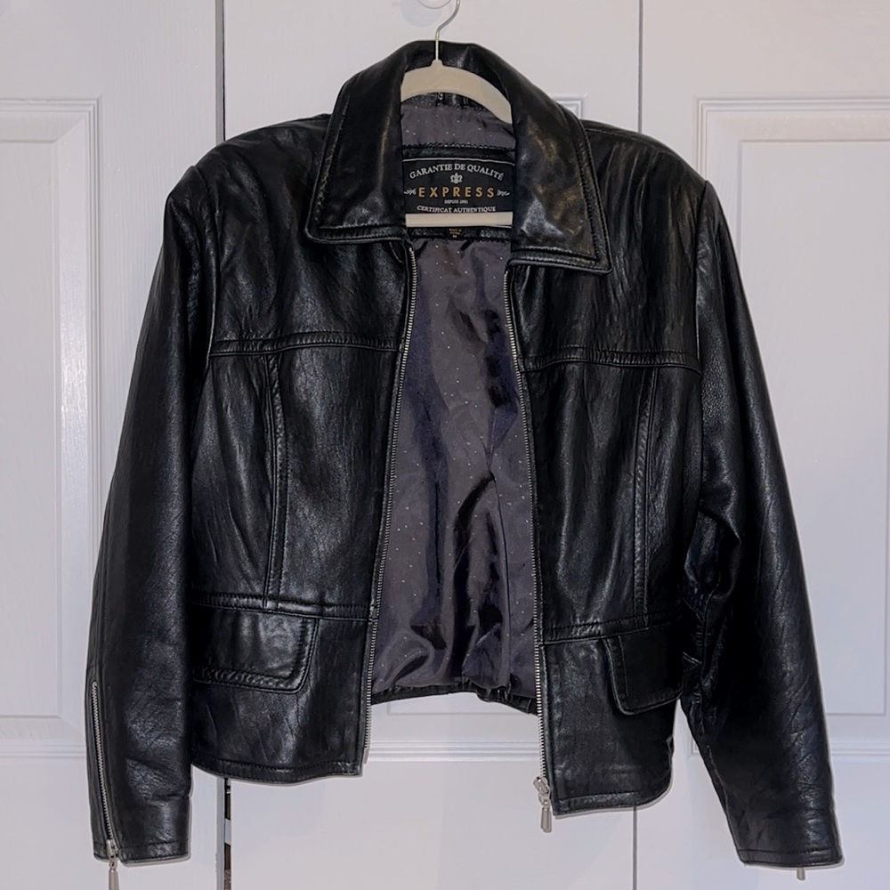 Express black leather jacket